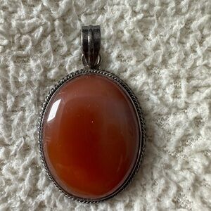 Vintage-Style Carnelian Pendant - Warm Orange Oval-Left Over Tradeshow Inventory